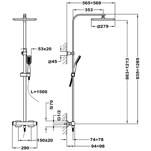 formentera shower system 622380200